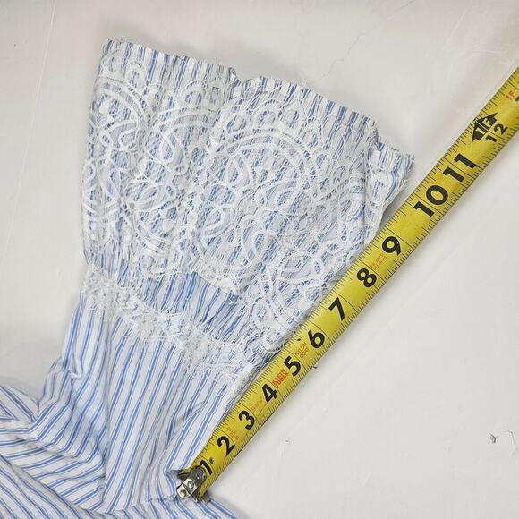 Allison Andrews 3/4 Bell Sleeve Lace Blue and White Striped Medium Sailor - Picture 5 of 9